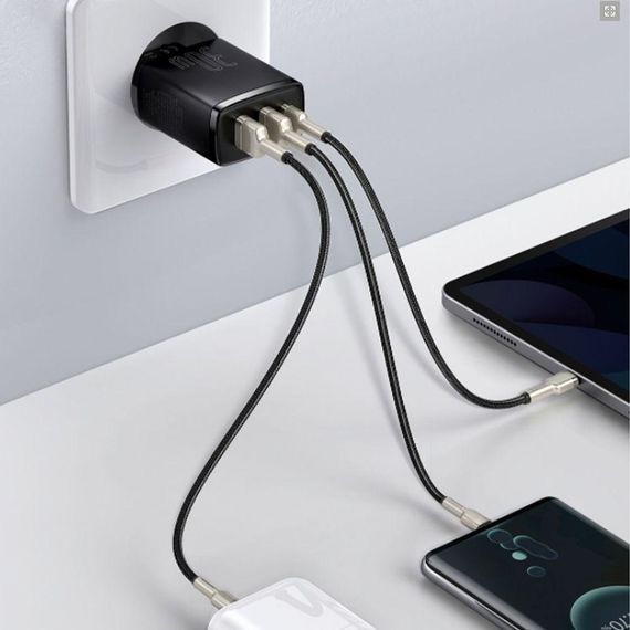 МЗП Baseus Compact Quick Charger 30W QC+ PD (1Type-C + 2USB) | Зображення 2