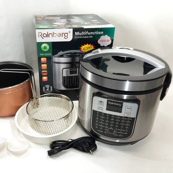 Мультиварка пароварка Rainberg RB-6209 45 програм 6 л 1000W, Сенсорна мультиварка рисоварка | Зображення 4