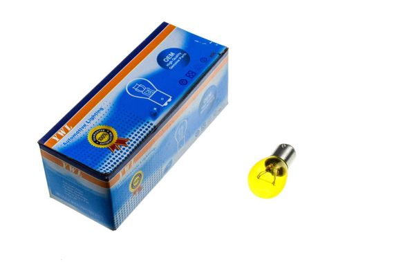 Лампа S25 (двоконтактна) 12 V 21 W/5 W (стоп, габарит) (жовта) YWL