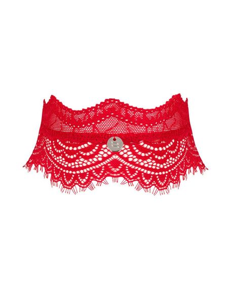 Широкий кружевной чокер Obsessive Bergamore choker, red sexstyle