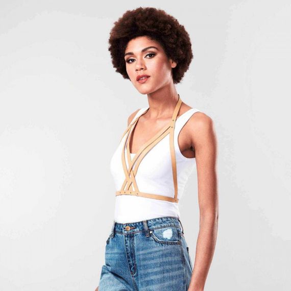 Портупея Bijoux Indiscrets MAZE - Halter Bra Harness Braun sexstyle | Зображення 1