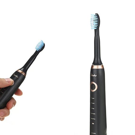 Електрична щітка Shuke SK-601 акумуляторна. Ультразвукова щітка для зубів + 3 насадки. Колір: чорний | Зображення 3