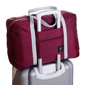 Складна дорожня сумка з кріпленням на валізу (48х32х16см), XL-676, Бордовий / Водонепроникна сумка для подорожей