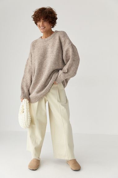 Вільна мохерова кофта - кавовий цвет, ONE SIZE (є розміри) | Зображення 2