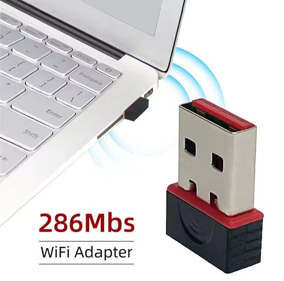 Wi-Fi сетевой приём сигнала, мини адаптер, Wi-Fi без драйвера, 2,4G USB Plug and Play, B/G/N/AX | Зображення 1