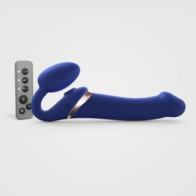 Безремневой вибрострапон с вакуумной стимуляцией Strap-On-Me MULTI ORGASM Blue L, регулируемый Sex Aura