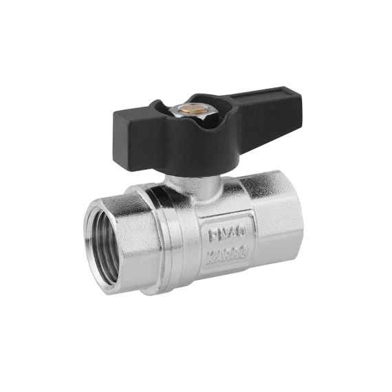 Кран кульовий Karro UNO 1/2" ВВ PN40 метелик, нікельований