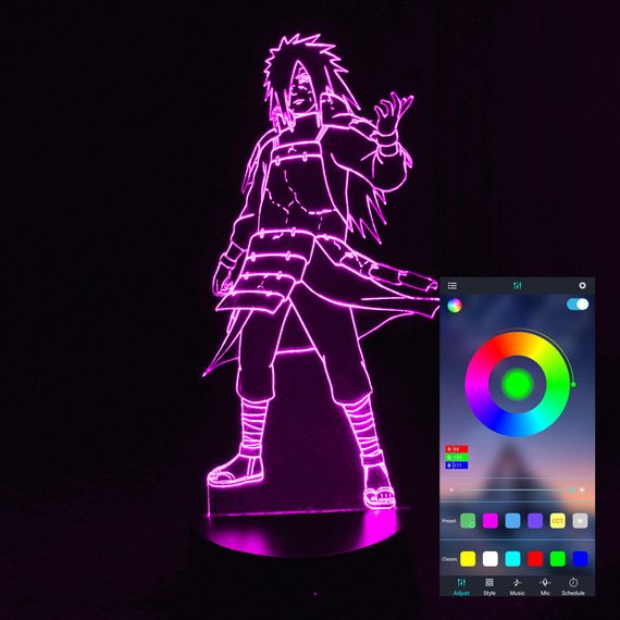 Акриловий світильник-нічник керування з телефона Учіха Мадара (Uchiha Madara) 2 tty-n000782