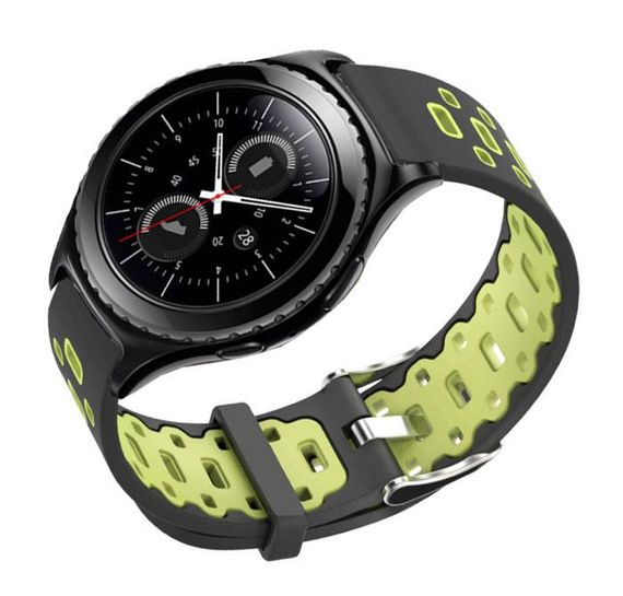 Спортивний ремінець Primo Perfor Classic для годинника Samsung Gear S2 Classic SM-R372 / R735 - Black&Green | Зображення 1