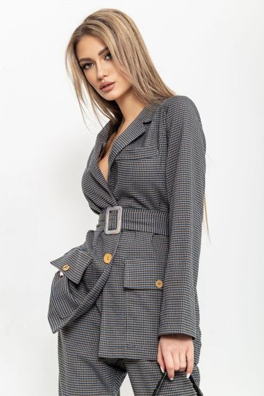 Костюм женский в клетку  цвет серо-синий 115R0455 | Зображення 3
