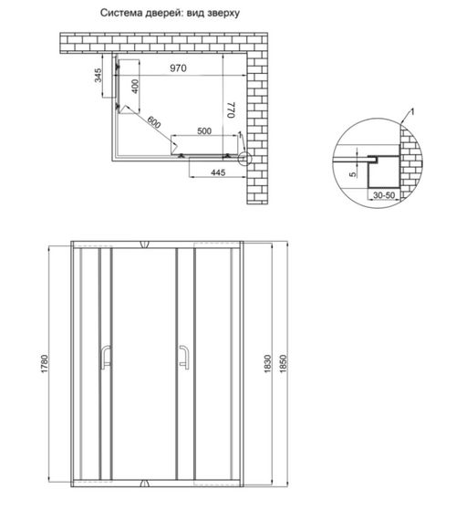 Душова кабіна Lidz Latwa Wawel SC100x80.SAT.LOW.FR, прямокутна, скло Frost 5 мм без піддону | Зображення 6