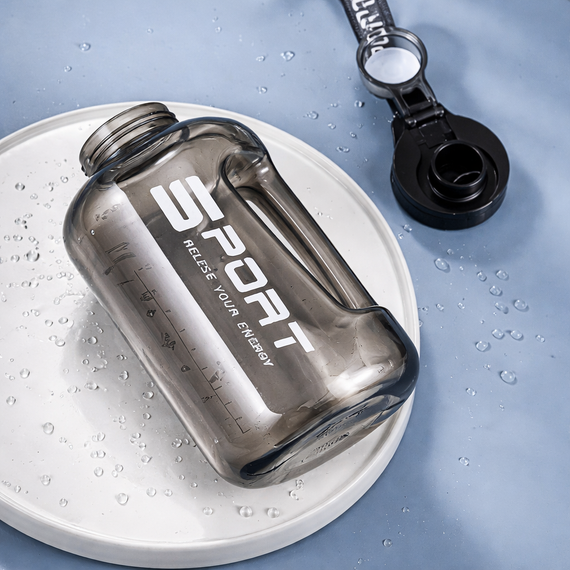 Спортивная бутылка для воды 1700 мл (1,7 л) с ручкой (BPA Free) - Черный | Зображення 2