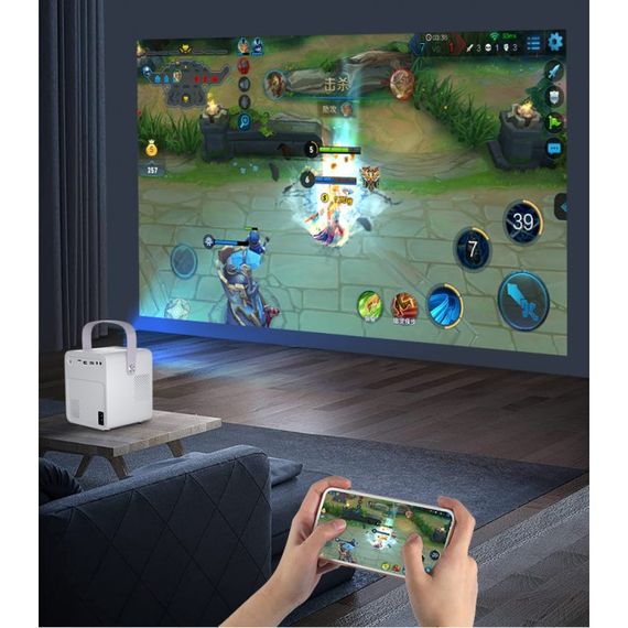 SMART проектор HD(1280*720) на ANDROID портативный XPRO PANOPLUS SOUNDBOX WHITE(4000 lumen) с подключением к iOS и Android для офиса, домашнего кинотеатра и проведения презентаций + Аэромышь в комплекте (L5G823_3899) | Зображення 3