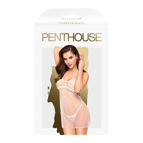 Приталена сорочка-сітка зі стрінгами Penthouse - All Yours White M/L | Зображення 2