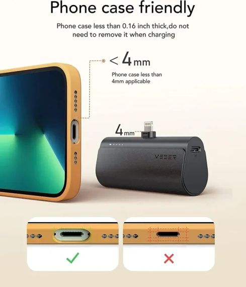 Міні Power Bank PD 20W 5000 mAh для iPhone (з вбудованим конектором) Чорний | Зображення 4