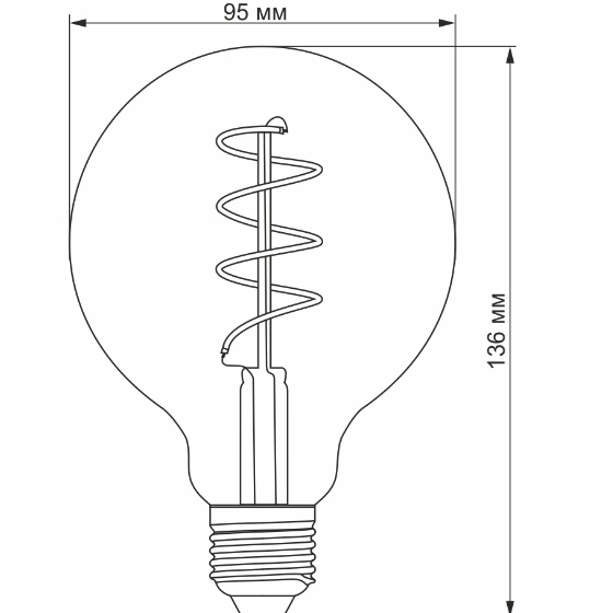 Лампа G95 4W E27 2100К 220V Filament GD LED Videx | Зображення 2