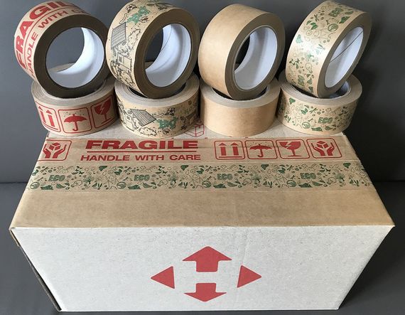 Крафт бумажный скотч FRAGILE (Хрупкое) 48 мм х 50 м, клейкая лента бумажная коричневая | Зображення 4
