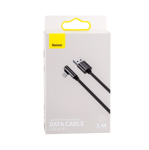 Кабель USB Lightning BASEUS CALCS-A01 Legend Elbow 2,4A 2м чорний | Зображення 1