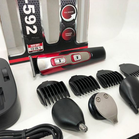 Машинка для стрижки 10в1 GEMEI GM-592, окантовочная машинка, подстригательная машинка. DA-226 Цвет: красный | Зображення 9