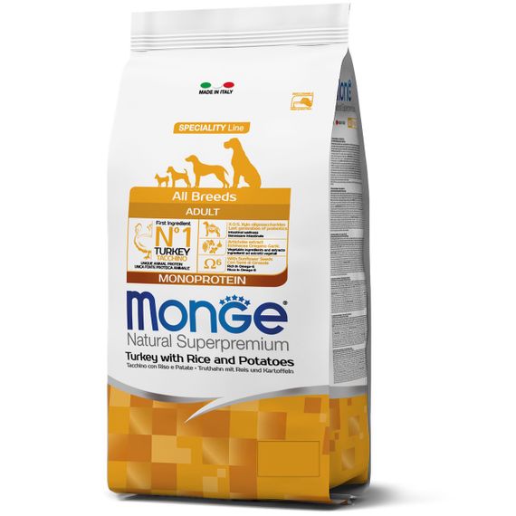 Корм Monge Monoprotein All breeds Adult Taccino сухий з індичкою для дорослих собак усіх порід 12 кг
