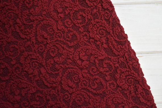 Жаккардовый чехол на угловой диван без юбки Бордовый | Зображення 1