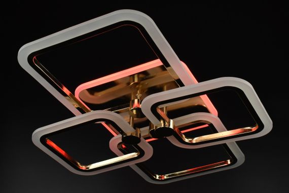 Люстра світлодіодна стельова LED світильник для квартири на стелю лед з пультом 26945 Золото 11х48х60 см. | Зображення 9