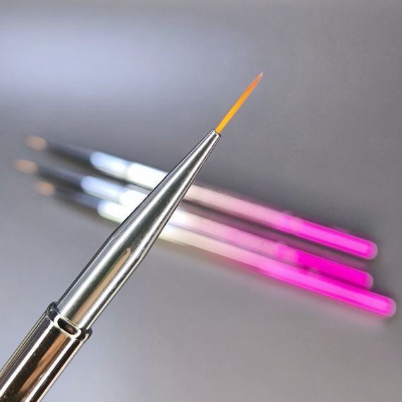 Кисть для росписи ногтей Global Fashion 0 (ворс 11мм) серебристо-розовый