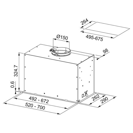 Витяжка Franke вбудовувана Box Flush EVO, 52см, 1035м3г, FBFE XS A52, нерж (305.0665.359) | Зображення 2