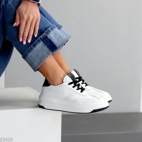 Молодежные белые кроссовки натуральная кожа с перфорацией 41