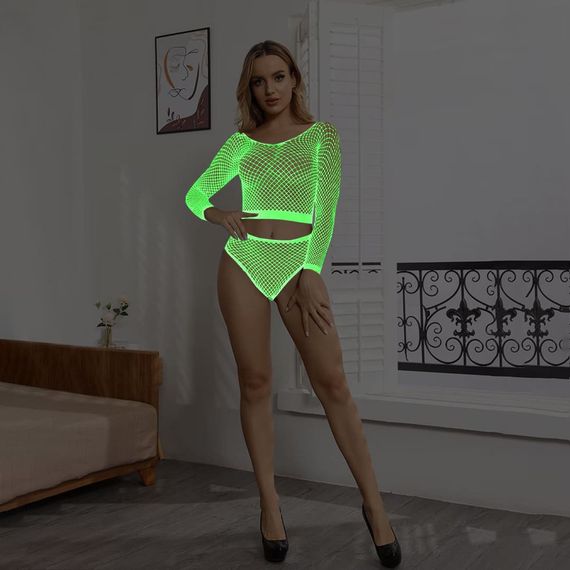 Еротичний комплект (світяться в темряві) Babydoll 46 Білий ygw488 | Зображення 8