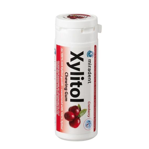 Жувальна гумка з ксилітолом Miradent Xylitol Chewing Gum Cranberry, журавлина (30 шт)