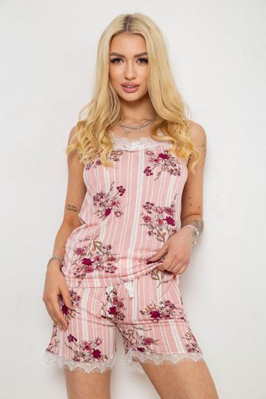 Піжама жіноча з принтом, колір пудровий, 243R2126