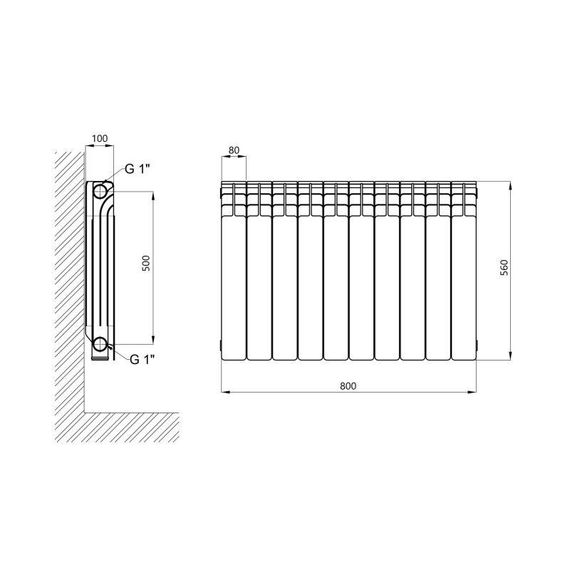 Радиатор биметаллический Thermo Alliance Bi-Vulcan 500/100 1,6 кг | Зображення 1