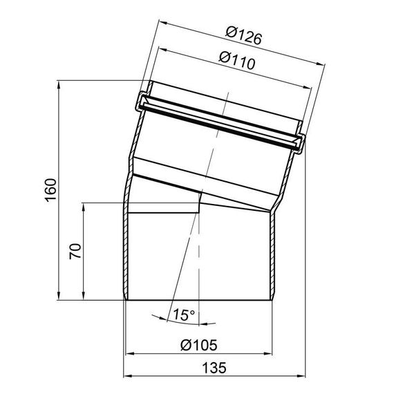 Колено PPR канализационное TA Sewage 110, 15° | Зображення 1