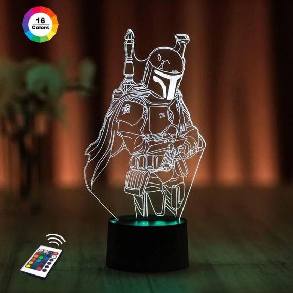 3D светильник ночник с пультом "Мандалорец" 3DTOYSLAMP