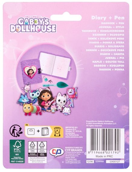 Пухнастий блокнот на замочку з ручкою Disney GABBY'S DOLLHOUSE (GD99988) | Зображення 2