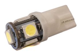 Светодиодная лампа AllLight T10  5 диодов W2,1x9,5d 24V WHITE