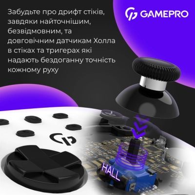 Геймпад GamePro GPX13W 2.4G/BT 5.1/USB/PC/iOS/Android RGB White (GPX13W) | Зображення 9