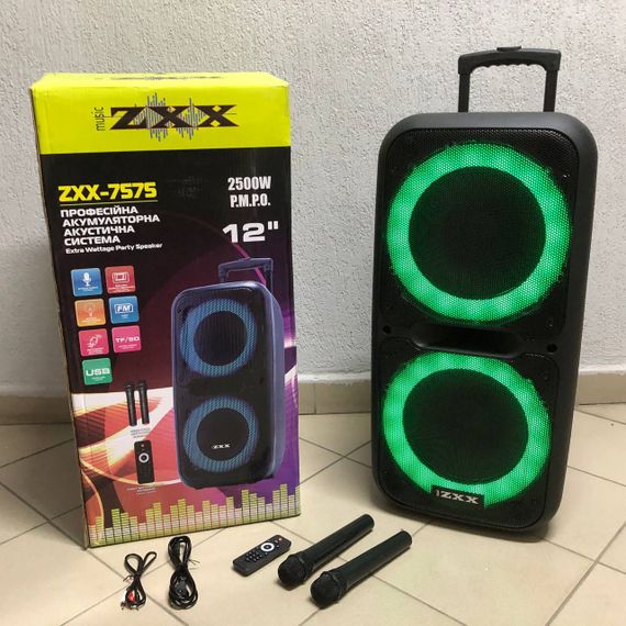 Караоке колонка с двумя микрофонами ZXX-7575 80х39х33 см 300 Вт, Автономная колонка с двумя микрофонами ER-45 | Зображення 3