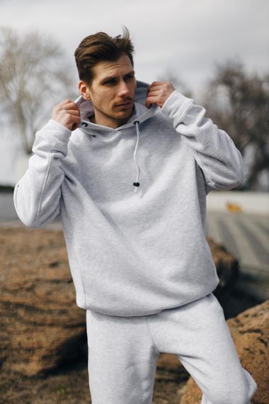 Костюм теплий чоловічий oversize сірий | Зображення 2