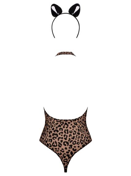 Эротический костюм леопарда Obsessive Leocatia teddy S/M, боди, обруч с ушками Sex Aura | Зображення 3