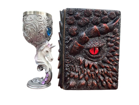 Подарунковий набір Келих 3D Єдиноріг і Блокнот 3D «Око Пламінного Дракона»