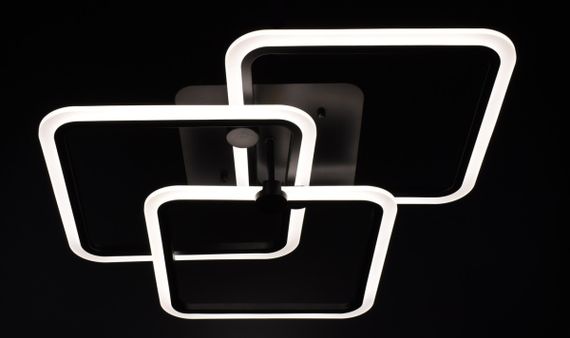 Люстра світлодіодна стельова LED світильник для квартири на стелю лед з пультом 25981 Чорний 14х55х55 см. | Зображення 3