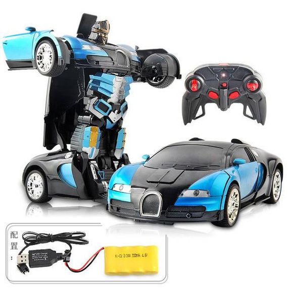 Машинка Трансформер Bugatti Robot Car Size 1:18 СИНЯЯ