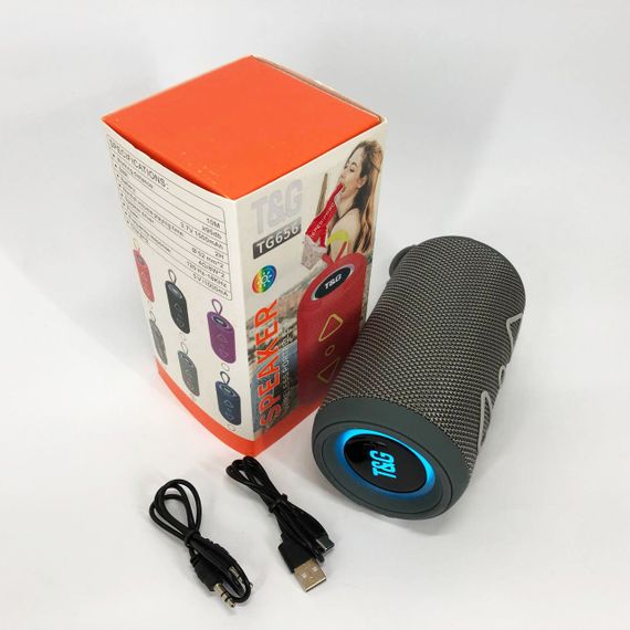 Bluetooth колонка портативна TG656 FM-радіо, Гучна блютуз колонка, Колонка для вечірки. Колір: сірий | Зображення 8