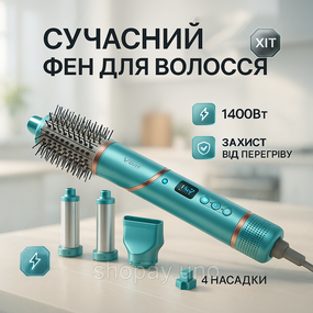 Фен-щітка для гладкого волосся VGR 4 в 1 V-474, Фен для укладання локонів, Фен-щітки стайлери QS-51