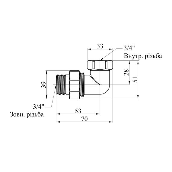Згін-американка кутова STA 3/4" ВЗ нікельована | Зображення 1