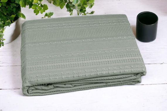 Вафельне простирадло-покривало First Choice Sole 220×240 см. Green | Зображення 1