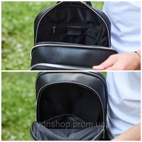 Классический мужской рюкзак из кожи 42х30х16, практичный аксессуар для ноутбука и документов, черный | Зображення 7