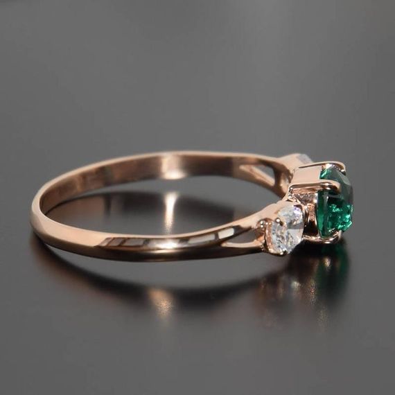 Кольцо из красного золота с фианитами 17.5 | Зображення 1